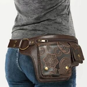 Local European Brown Floral Travel Bag